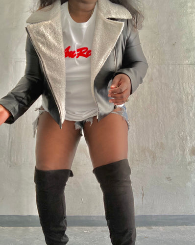 PU Leather Biker Jacket “Heart Me”